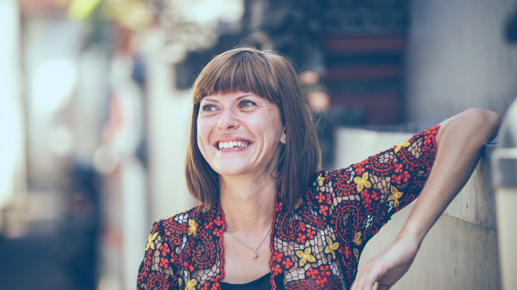 middle aged woman smiling